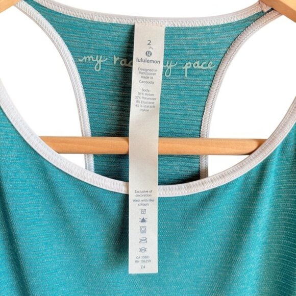 Lululemon Time To Sweat Tank Heathered Spirit Green / White Size 2 - Picture 7 of 10
